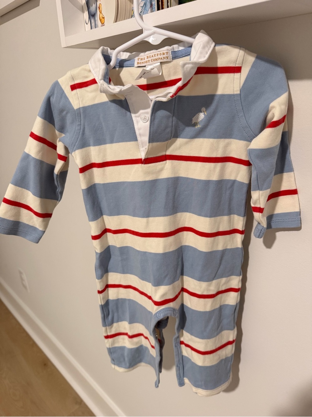 The Beaufort Bonnet Company Blue Stripe Rugby One-Piece Romper 18 Month